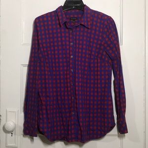 TALBOTS Blue Red CHECKED Button Up S